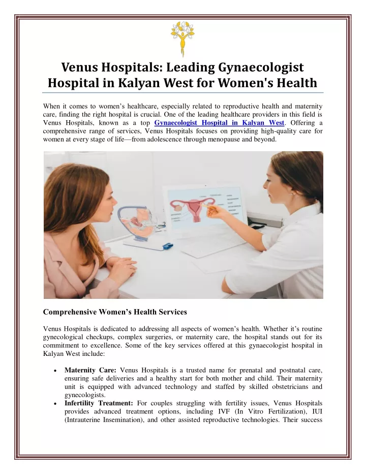 venus hospitals leading gynaecologist hospital