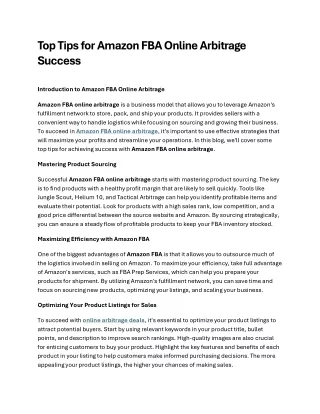 Top Tips for Amazon FBA Online Arbitrage Success