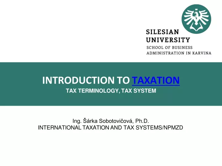 introduction to taxation tax terminology tax system