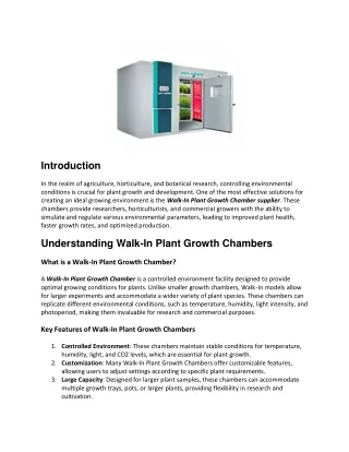 Walk-in plant growth chambers supplier