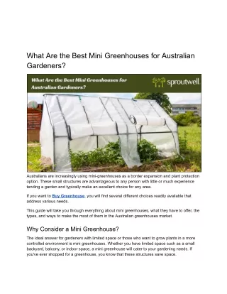 Your Guide to Mini Greenhouses_ Premium Solutions for Aussies