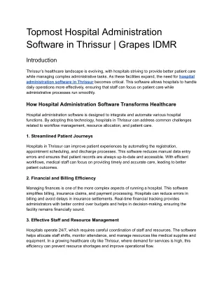 Hospital administration software in thrissur