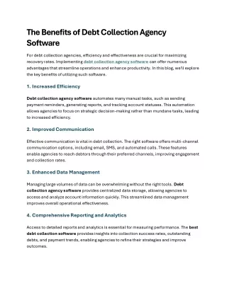 The Benefits of Debt Collection Agency Software