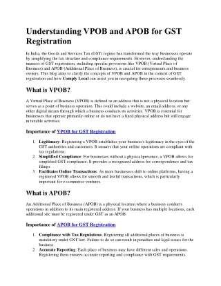 Understanding VPOB and APOB for GST Registration