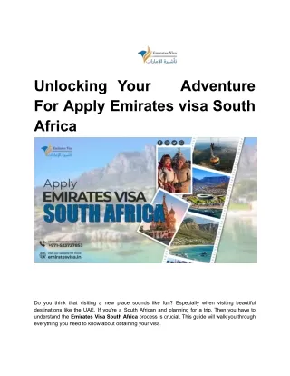Unlocking Your   Adventure For Apply Emirates visa South Africa
