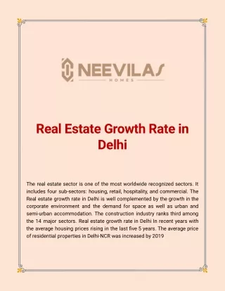 Real Estate Growth Rate in Delhi