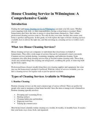 House Cleaning Service in Wilmington: A Comprehensive Guide