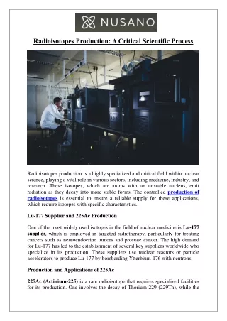 radioisotopes production a critical scientific