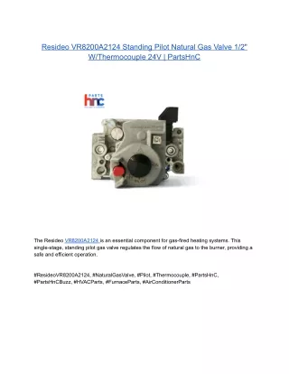 Resideo VR8200A2124 Standing Pilot Natural Gas Valve 1_2_ W_Thermocouple 24V _ PartsHnC