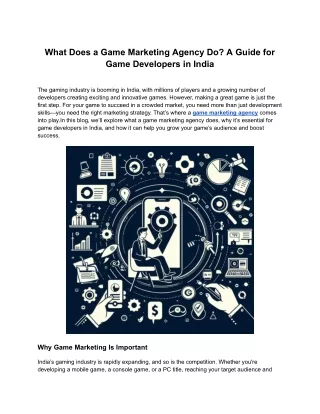 what does a game marketing agency do a guide
