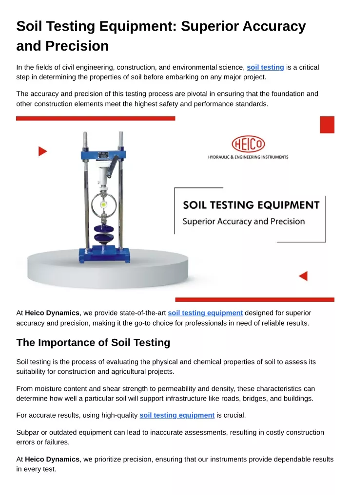 soil testing equipment superior accuracy