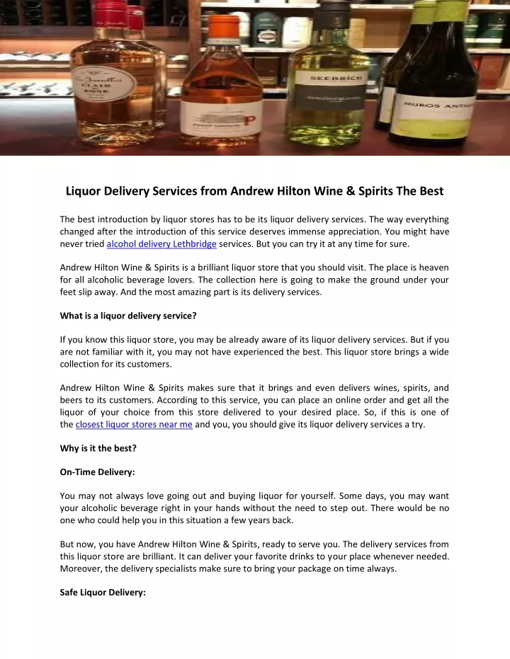 liquor delivery services from andrew hilton wine