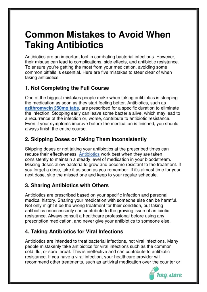 common mistakes to avoid when taking antibiotics