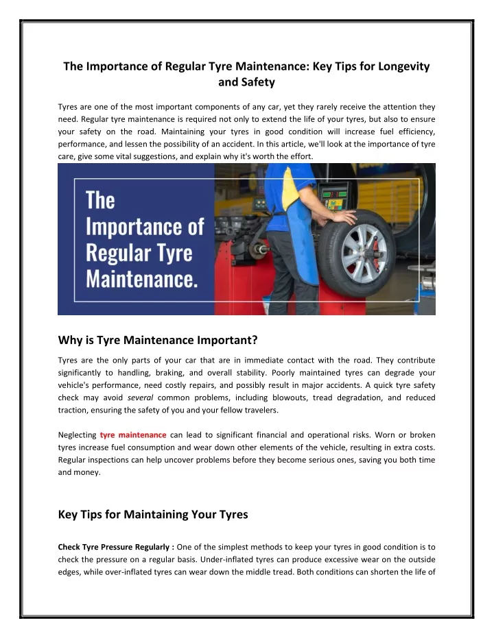 the importance of regular tyre maintenance