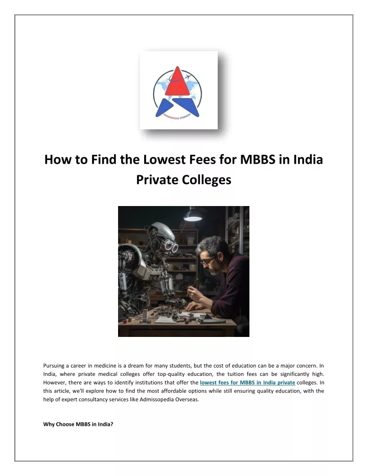 how to find the lowest fees for mbbs in india