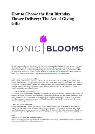 Tonic Blooms | best birthday flower delivery!