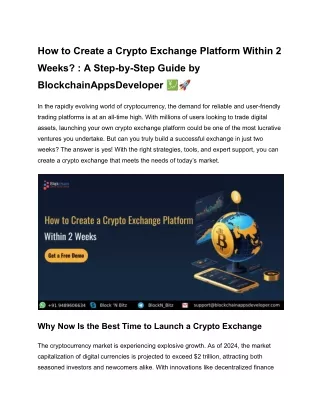 how to create a crypto exchange platform within 2