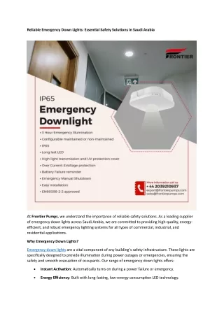 Reliable Emergency Down Lights- Essential Safety Solutions in Saudi Arabia