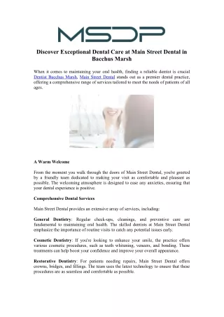 Visit Mainstreet Dental: Your Dentist in Bacchus Marsh