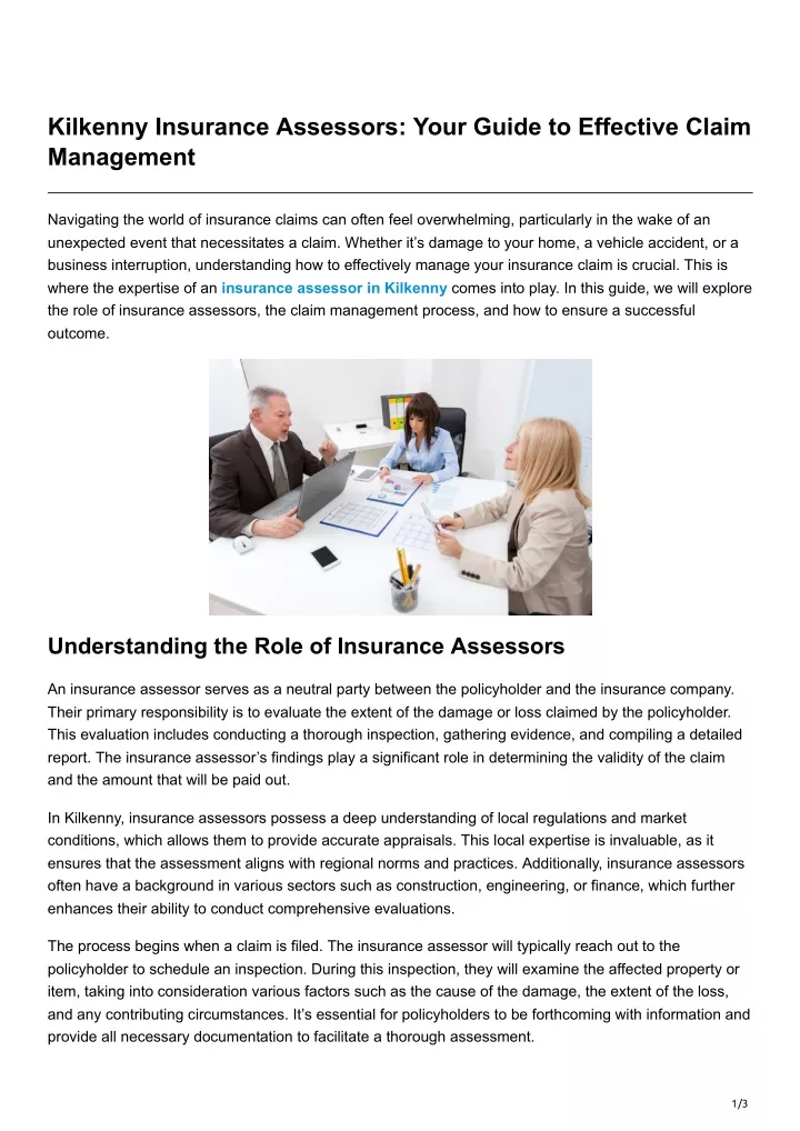 kilkenny insurance assessors your guide