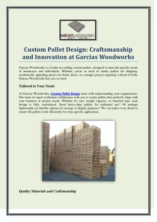 custom pallet design craftsmanship and innovation