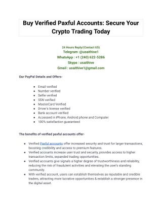 Buy Verified Paxful Accounts_ Secure Your Crypto Trading Today