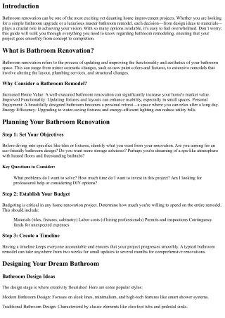 The Ultimate Guide to Bathroom Renovation: From Concept to Completion