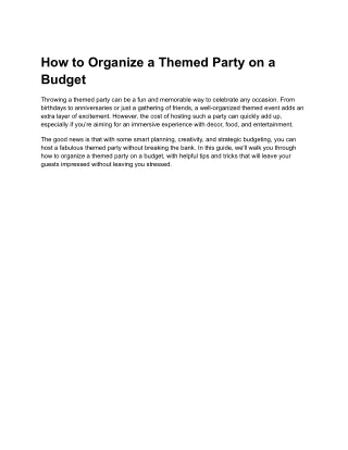 how to organize a themed party on a budget