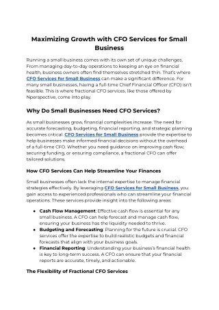 Maximizing Growth with CFO Services for Small Business