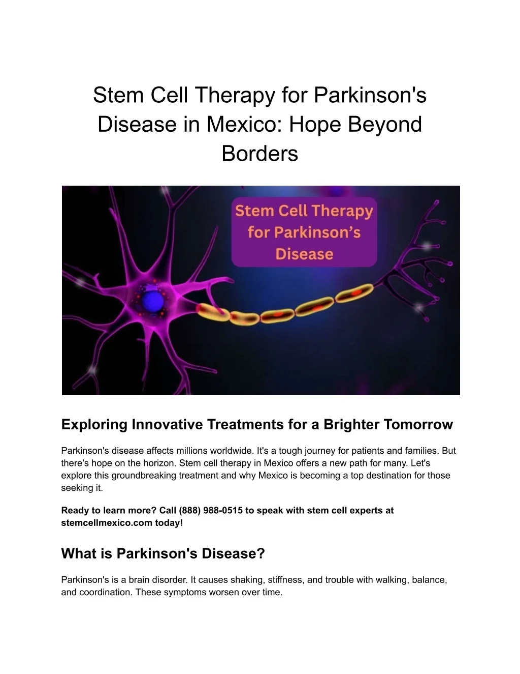 PPT - Stem Cell Therapy for Parkinson's Disease in Mexico PowerPoint ...
