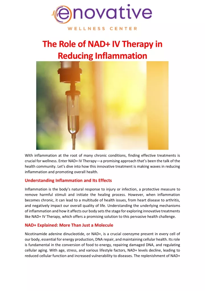 the role of nad iv therapy in reducing