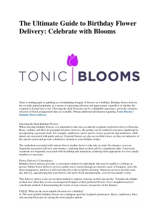 Tonic Blooms | birthday flowers delivery