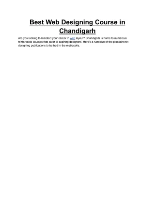 Best Web Designing Course in Chandigarh