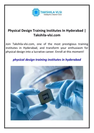 physical design training institutes in hyderabad