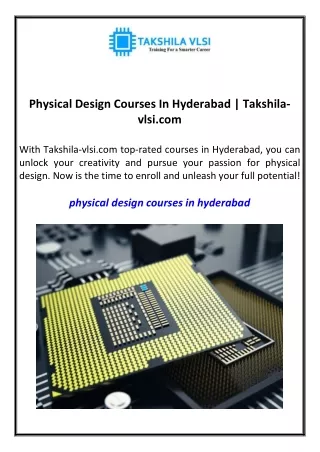 physical design courses in hyderabad takshila