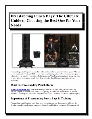 Freestanding Punch Bags The Ultimate Guide to Choosing the Best One for Your Needs