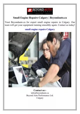Small Engine Repairs Calgary  Beyondauto.ca