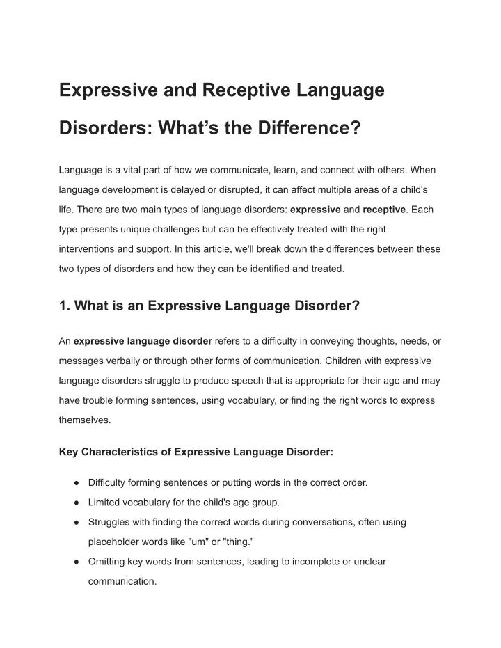 expressive and receptive language