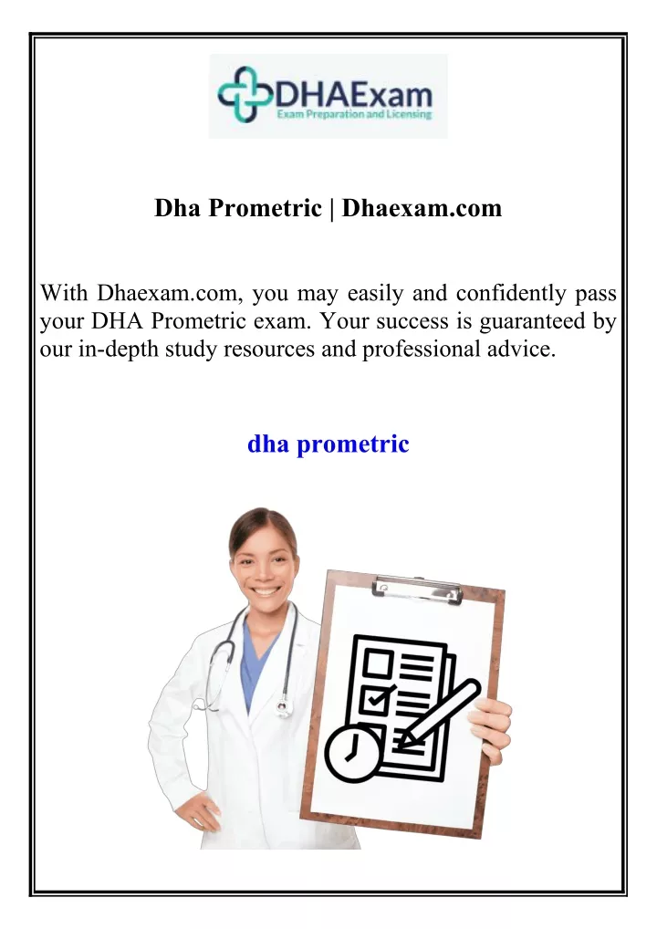 dha prometric dhaexam com