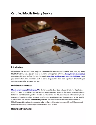Certified Mobile Notary Service