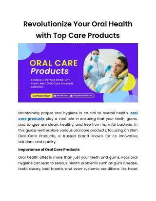 Elevate Your Oral Hygiene with Quality Care Products