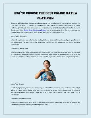 how to choose the best online matka how to choose