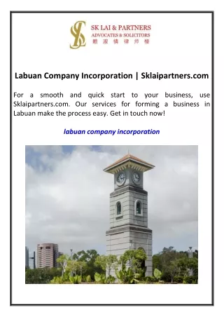 Labuan Company Incorporation  Sklaipartners.com