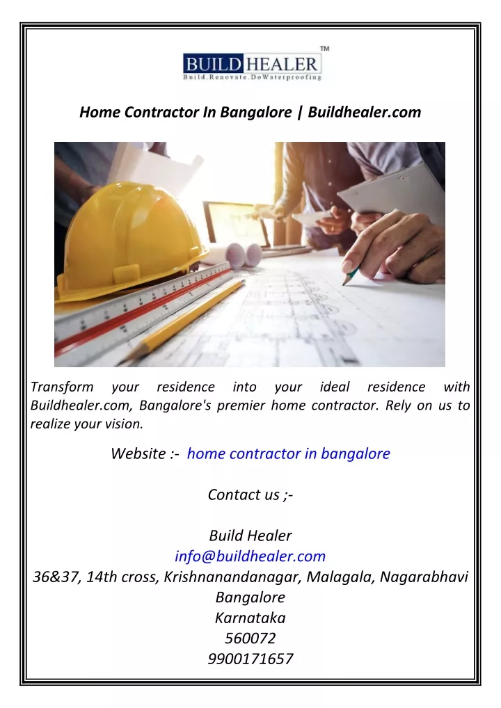 home contractor in bangalore buildhealer com