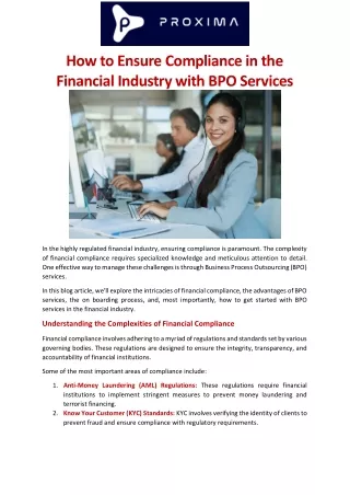 How to Ensure Compliance in the Financial Industry with BPO Services