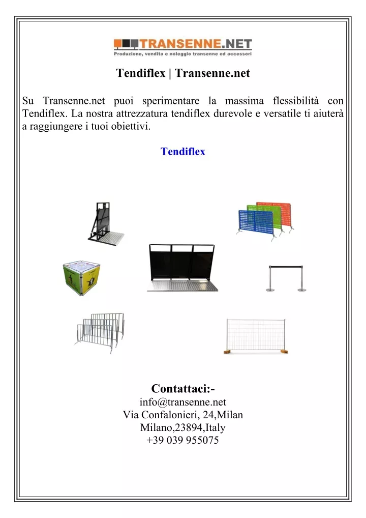 tendiflex transenne net