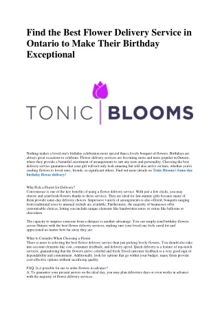 Tonic Blooms | birthday flower delivery