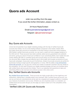 Quora ads Account