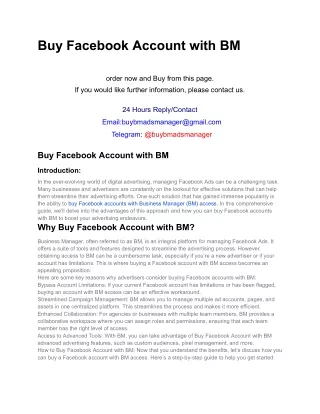 Buy Facebook Account with BM