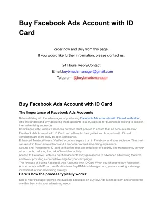 Buy Facebook Ads Account with ID Card
